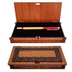 Ahşap Kutulu Gold Kırmızı Tasarım Roller Kalem