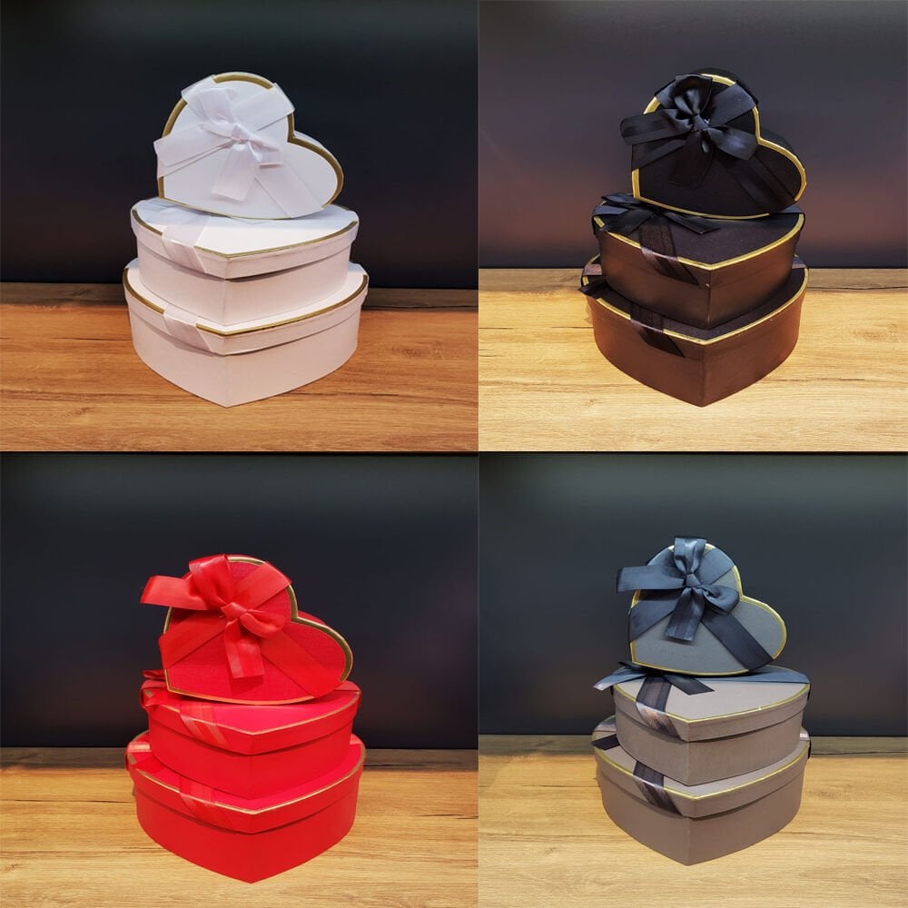 Toptan 3'Lü Kalp Hediye Kutusu