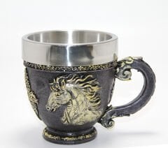 3D Kabartmalı At Büstü Paslanmaz Çelik Kupa Bardak