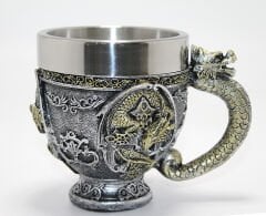 3D Ejderha Figürlü Kabartmalı Paslanmaz Çelik Kupa Bardak