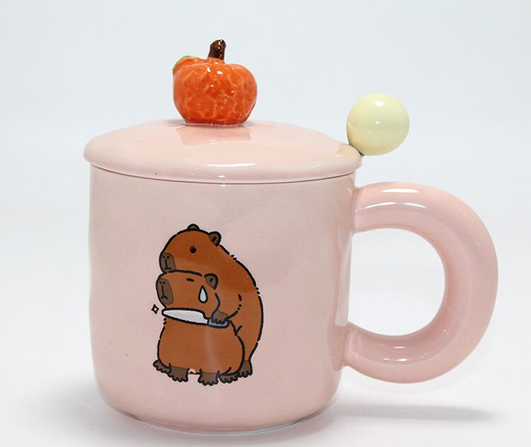 3D Capybara Desenli Porselen Kupa Bardak