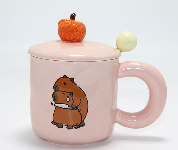 3D Capybara Desenli Porselen Kupa Bardak
