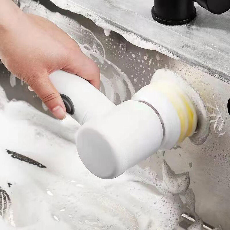 Magic Brush 5 in 1 Kablosuz Şarjlı Temizlik Fırçası | Çok Amaçlı Döner Başlıklı Elektrikli Banyo, Mutfak ve Fayans Temizleme Seti