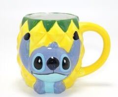 Disney Stitch Ananas Tasarımlı Kabartmalı Kupa Bardak