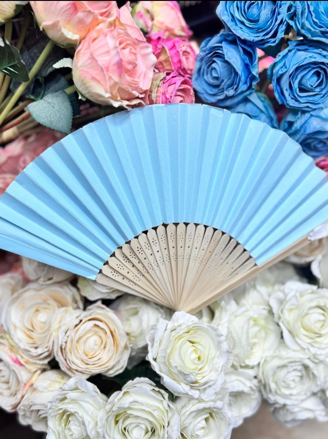 Ahşap Kağıt Yelpaze Mavi