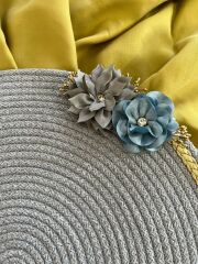 DecoHandy 39cm Çiçekli Jüt Örme Supla Amerikan Servis