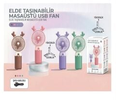 Taşınabilir Şarjlı El Fanı 3 Kademeli Asma Aparatlı