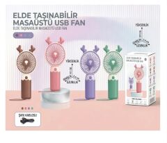 Taşınabilir Şarjlı El Fanı 3 Kademeli Asma Aparatlı