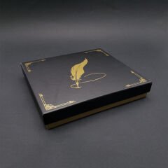 Özel Tasarım Siyah Kapaklı Tüylü Kalem Motifli Kutu