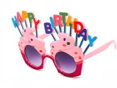 Happy Birthday Yazılı Pembe Fuşya Parti Gözlüğü