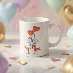 Mutlu Çift Temalı Kupa Bardak