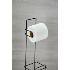 Siyah Standlı Yedek Hazneli Tuvalet Kağıtlığı
