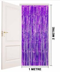 Mor Ekstra Metalize Saçaklı Arka Fon Perde