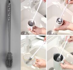 Silikon Uzun Saplı Kavanoz Yıkama Fırçası