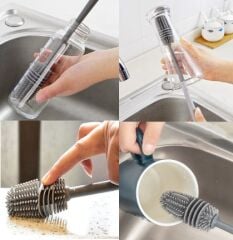 Silikon Uzun Saplı Kavanoz Yıkama Fırçası