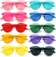 Oval Şekilli Çerçevesiz Parti Gözlüğü 6 Renk 6 Adet