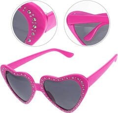Pembe Kalp Taşlı Parti Gözlüğü