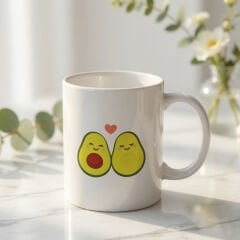 Sevimli Avokado Çift Baskılı Kupa Bardak