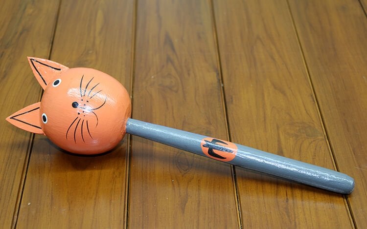 Ahşap Kedili Marakas Tekli Model 3