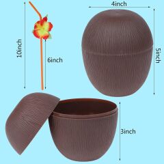 Hindistan Cevizi Hawaii Luau Aloha Pipetli İçecek Kabı Bardak 10x13 cm 1 Adet
