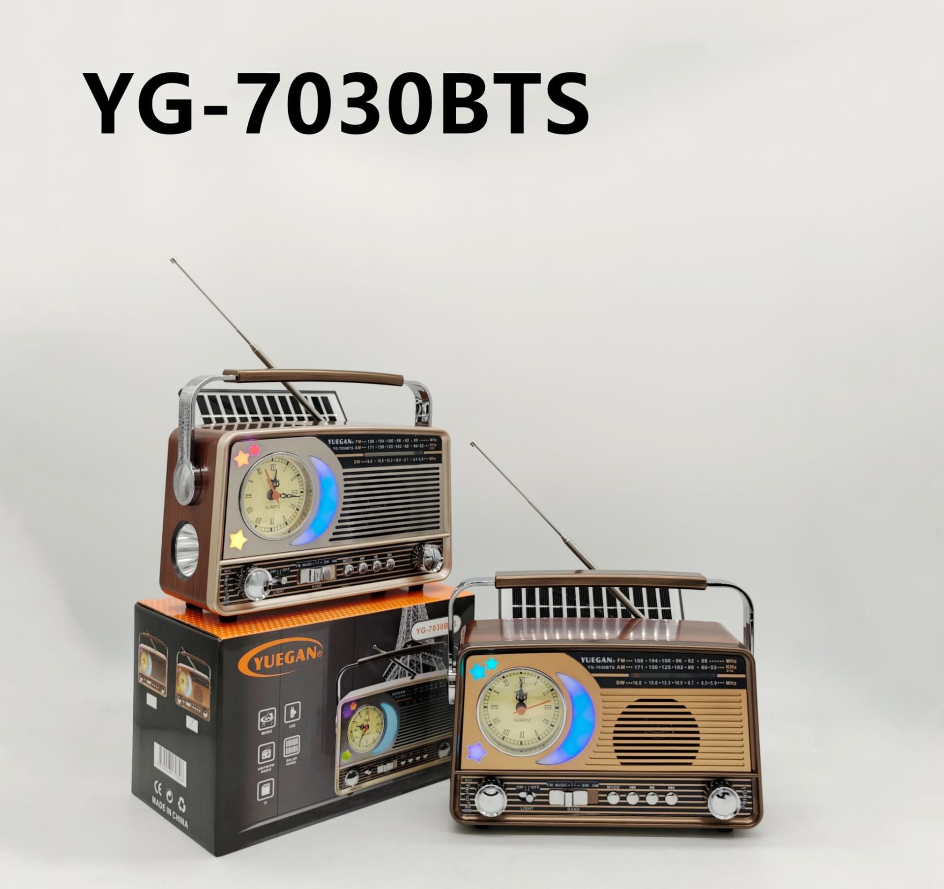 Nostaljik Bluetoothlu Güneş Panelli Radyo