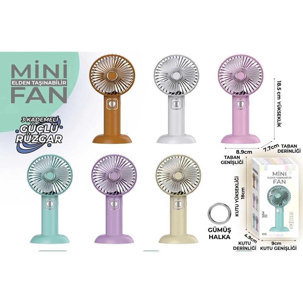 Taşınabilir Şarjlı El Fanı 3 Kademeli
