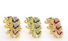 Swarovski Taşlı 3'lü Fil Figürü Model 1