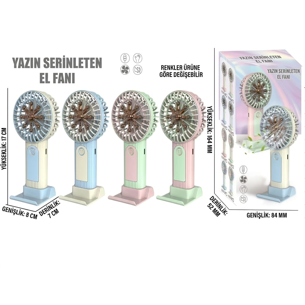 Taşınabilir Şarjlı El Fanı Masa Üstü Telefon Tutmalı
