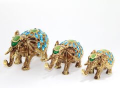 Swarovski Taşlı 3'lü Fil Figürü Model 2