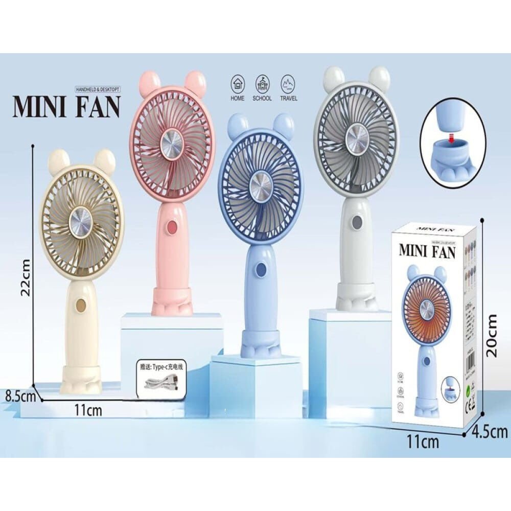 Taşınabilir Şarjlı El Fanı Masa Üstü Telefon Tutmalı