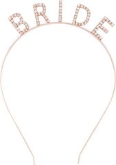 Rose Gold Bekarlığa Veda Kristal Taş Bride Tacı