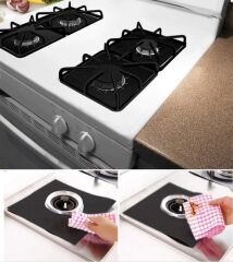 Siyah Renk Ocak Koruyucu Folyo Yanmaz Yapışmaz 4'lü Set