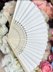 Ahşap Kağıt Yelpaze Beyaz