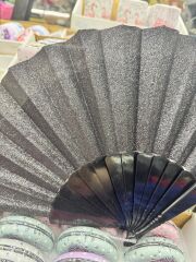 Plastik Yelpaze Simli Siyah