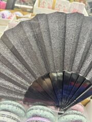 Plastik Yelpaze Simli Siyah