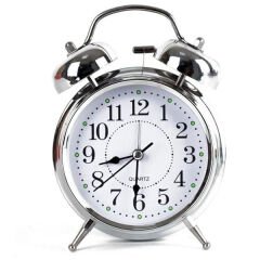 Gümüş Renk Metal Çalar Masa Saati