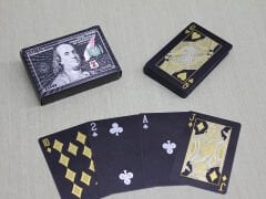 Gümüş Dolar Tasarımlı Siyah İskambil Oyun Kartı